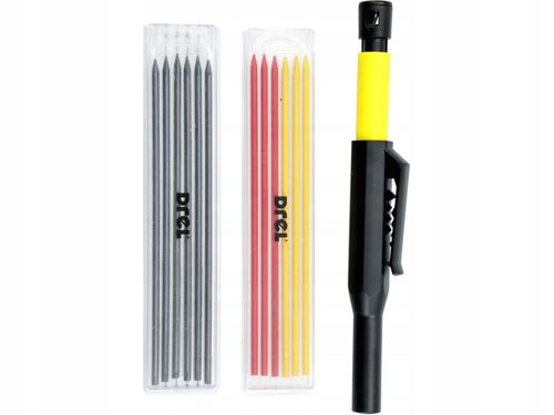 Ołówek stolarski automatyczny rysik budowlany + temperówka + 12szt wkładów na Arena.pl