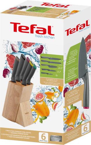 Noże w bloku TEFAL Fresh Kitchen 6el stal na Arena.pl