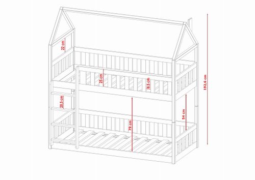 ŁÓŻKO PIĘTROWE 2- osobowe domek Pola 80x160 na Arena.pl