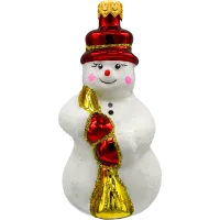 Bombka choinkowa szklana: Bałwan w kapeluszu: czerwony