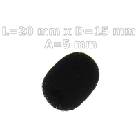 Gąbka owiewka mikrofonu 20x15 mm, śr. wew. 5 mm - czarna