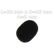 Gąbka owiewka mikrofonu 20x15 mm, śr. wew. 5 mm - czarna