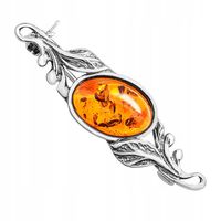 BROSZKA ze SREBRA 925 z naturalnym BURSZTYNEM bałtyckim srebrna NA PREZENT