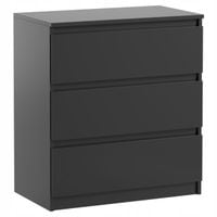 Komoda Do Sypialni Salonu Pari 3 Szuflady 70 x 40 x 77 CM Czarny Mat