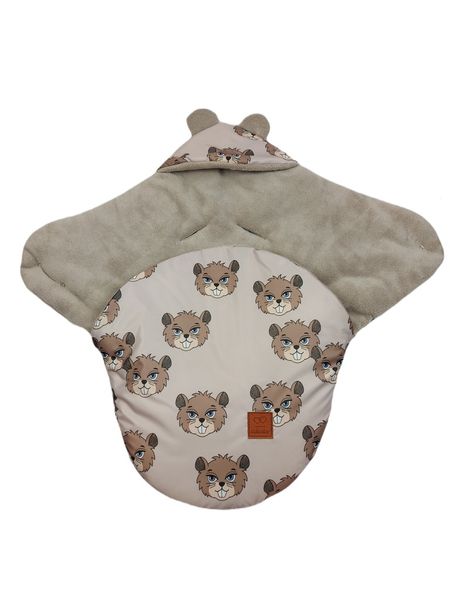 ŚPIWOREK MYSZKA OTULACZ FOTELIK WÓZEK ORTALION BEŻ BOBRY MINKY LATTEY zdjęcie 4