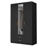 Szafa ADA II 120 cm - pojemna garderoba z lustrem - CZARNY+ZŁOTY