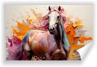 Fototapeta PREMIUM STRUKTURA ZMYWALANA akwarelowy obraz konia tapeta