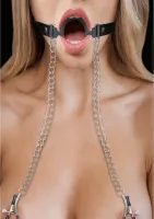 ouch! o-ring ball gag silikonowy z regulacją i łańcuszkami 35 cm