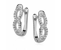 Eleganckie rodowane srebrne kolczyki celebrytka nieskończoność infinity z cyrkoniami srebro 925 Z0977