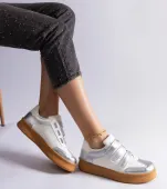 Srebrne sneakersy zapinane na rzepy Mena 41