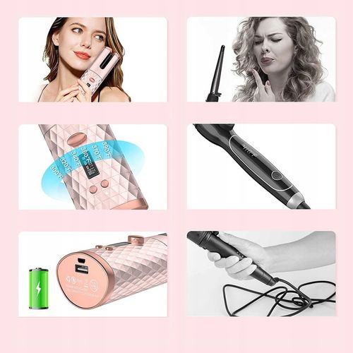 CERAMICZNA Lokówka automatyczna do włosów OBROTOWA fale loki 3000 mAh timer na Arena.pl