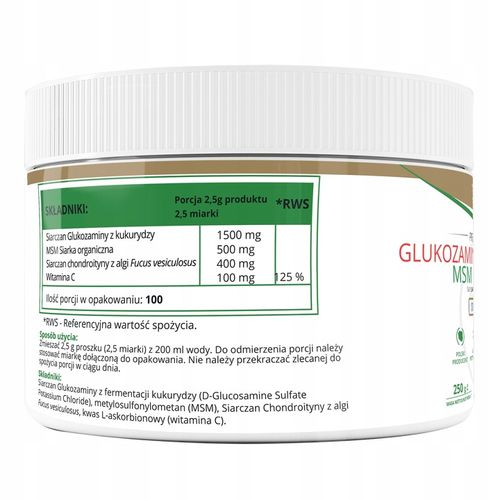 GLUKOZAMINA CHONDROITYNA MSM WITAMINA C VEGE 250g na Arena.pl
