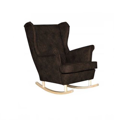 Fotel uszak eko skóra skandynawski bujany Ari CIEMNOBRĄZOWY na Arena.pl