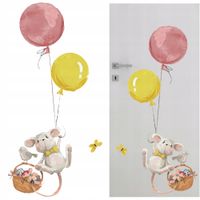 naklejka ścienna myszka balony dekoracja pokoju dziecka ozdoba 24x70cm