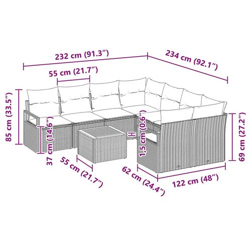 Zestaw Sof na Ogród 9 pcs Szary na Arena.pl