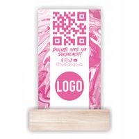 STATUETKA Z TABLICZKĄ Stojak z kodem QR NA SOCIAL MEDIA z nadrukiem UV