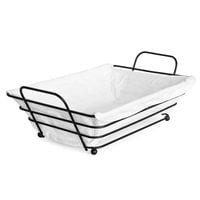 Koszyk na Pieczywo Czarny Metalowy Ażurowy Loft - Stylowy Chlebak z Wkładem Materiałowym 29x29x10cm H24162