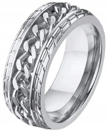 Srebrny Pierścień Sygnet Łańcuch Punk STAL zdjęcie 1