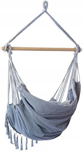 KRZESŁO BRAZYLIJSKIE FOTEL WISZĄCY HAMAK HUŚTAWKA JASNY SZARY Z PODUSZKAMI na Arena.pl
