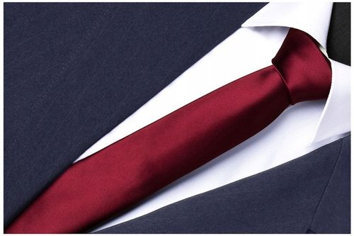 ELEGANCKI BORDOWY Gładki Krawat Męski do Garnituru Wąski Śledź Slim gs13 na Arena.pl