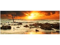 100X40CM ZEGAR WSCHÓD SŁOŃCA WZBURZONYM OCEANEM OBRAZ