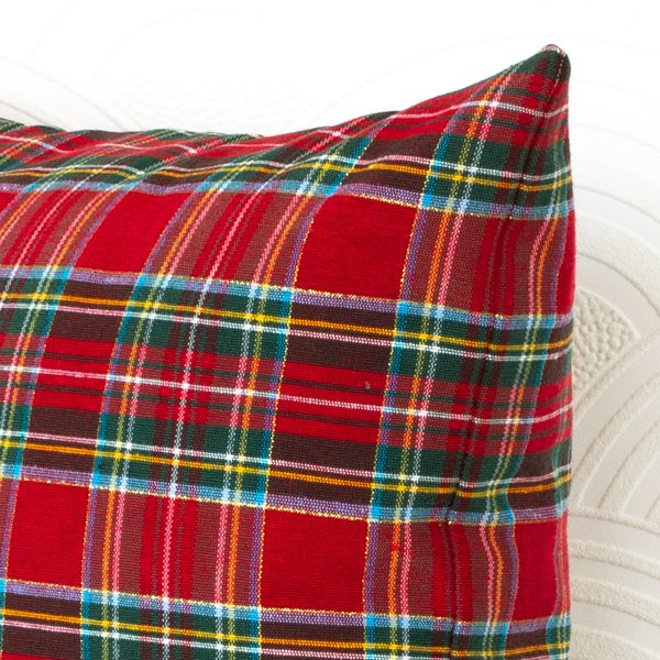 Poszewka Świąteczna czerwona krata złota nitka Poduszka 50x50 zdjęcie 3