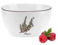 Miseczka porcelanowa salaterka 800 ml mleczna biel nadruk gałązka tymianku