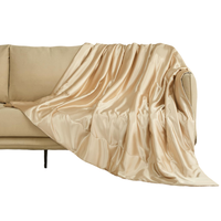 Koc Pluszowy 150x200 Dwustronny Narzuta na Łóżko Kanapę Ciepły Beżowy