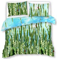 Pościel Satynowa 200X220 Zielone Kłosy 2698