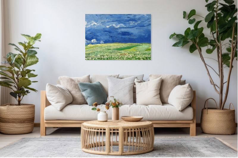 Obraz 90x40cm Wheatfield under Thunderclouds, Van Gogh Vintage zdjęcie 5