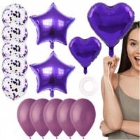 balony urodzinowe z wstążką fioletowy zestaw dekoracji 14szt ozdoby eventów