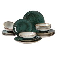 KOMPLET OBIADOWY OMBRES DLA 6 OSÓB 18 ELEM. GREEN GREY