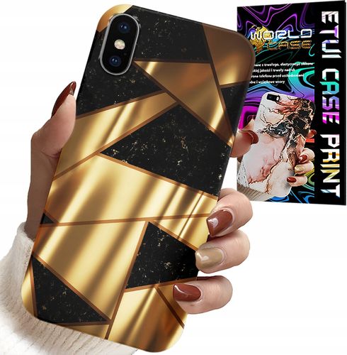 ETUI DO IPHONE XS MAX - ZŁOTE ELEGANCKIE WZORY + FOLIA HYDRO na Arena.pl