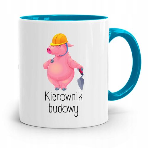 Kubek Błękitny Budowlańca Majster Kierownik Budowy Z Nadrukiem Ze Zdjęciem na Arena.pl