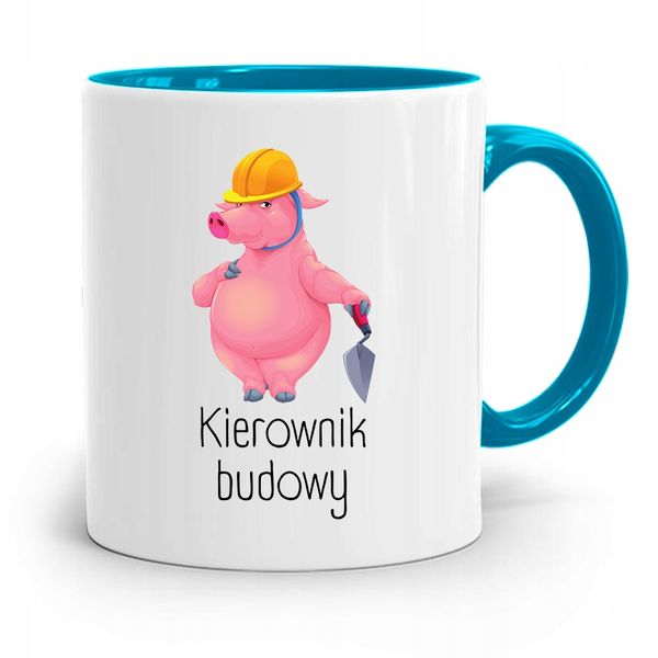 Kubek Błękitny Budowlańca Majster Kierownik Budowy Z Nadrukiem Ze Zdjęciem zdjęcie 1