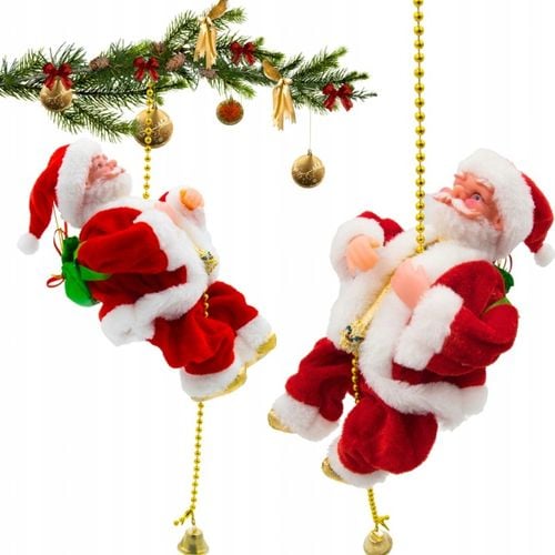 WSPINAJĄCY SIĘ MIKOŁAJ 20 cm PO LINIE 100CM Z MELODYJKA NA ŚWIĘTA na Arena.pl