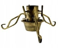 Złoty metalowy stojak na choinkę z dużą misą na wodę pod świąteczne drzewko