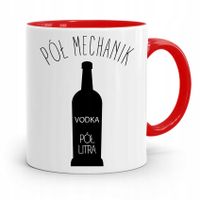 Kubek Czerwony Prezent Pół Mechanik Pół Litra Z Nadrukiem Ze Zdjęciem