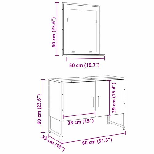 Zestaw mebli łazienkowych 2 pcs Brązowy 80 x 33 x 60 cm na Arena.pl