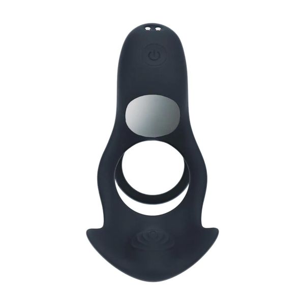 Triple Motor Vibrating Silicone Cockring - Black zdjęcie 4