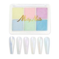 MollyNails Pyłek do paznokci efekt lustra kasetka 6 kolorów Nr 8