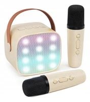 Zestaw do mini Karaoke LED dla Dzieci Mały Głośnik +2 Mikrofony