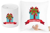 Na Święta Zestaw Poduszka + Skarbonka Prezent Z Nadrukiem Ze Zdjęciem