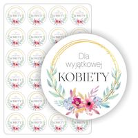 NAKLEJKI etykiety etykietki DZIEŃ KOBIET prezent upominek 24szt. 5cm