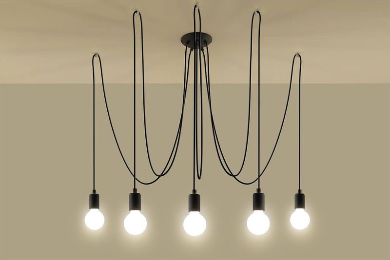 LAMPA wisząca SL.0371 OPRAWA pająk ZWIS kable przewody loft czarna zdjęcie 3