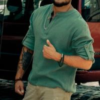 Klasyczna Letnia koszula męska z bawełny Mineral Blue