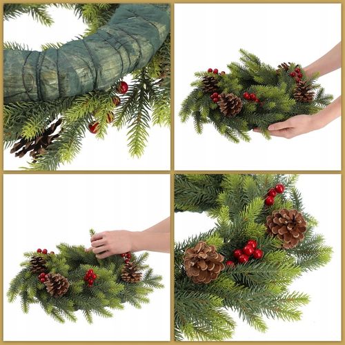 WIANEK ŚWIĄTECZNY STROIK NA DRZWI STÓŁ WIENIEC OZDOBA PREMIUM ŚWIĘTA 45 cm na Arena.pl