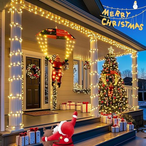 Mikołaj Ze Spadochronem LED 60cm Ozdoba Świąteczna 8 Trybów Dekoracja na Arena.pl