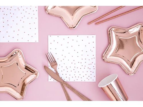 Serwetki, Kropki, białe z różowo złotym nadrukiem, 33 cm x 33 cm, 20 szt. na Arena.pl