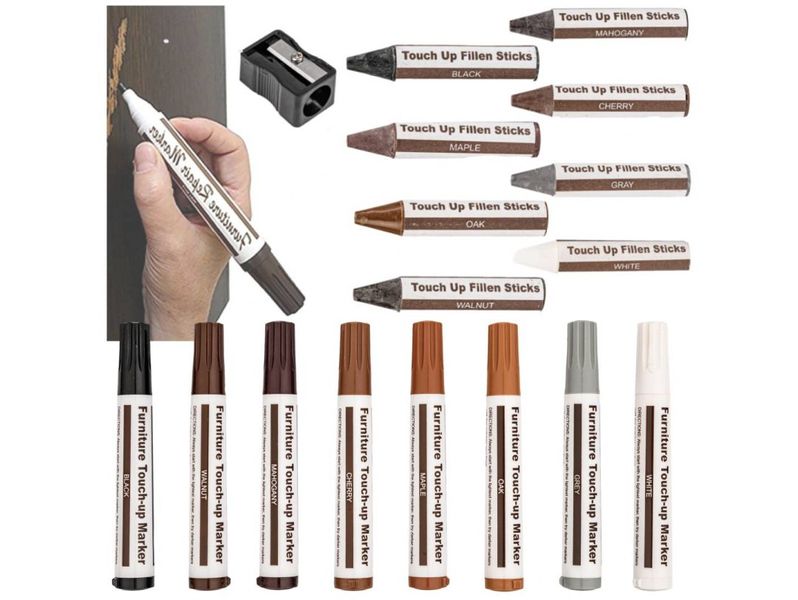 Zestaw do naprawy paneli mebli drewna marker +wosk zdjęcie 1